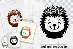 Cute hedgehog svg, Animal flower svg, Kids svg Product Image 1