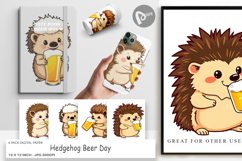 Digital Paper Hedgehog Beer Day Product Image 1