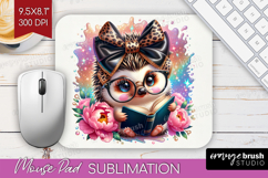 Hedgehog Reading Mouse Pad Sublimation Book Lover Mousepad Product Image 1