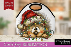 Hedgehog Tangled In Christmas Lights Lunch Bag Funny Xmas Product Image 1