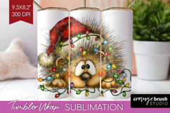 Hedgehog Tangled In Christmas Lights Tumbler Wrap Funny Xmas Product Image 1