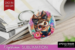 Hedgehog Reading Keychain PNG Book Lover Keychain Product Image 1