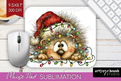 Hedgehog Tangled In Christmas Lights Mouse Pad Sublimation Product Image 1
