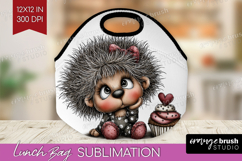 Hedgehog Valentine Lunch Bag Whimsical Animal Lunch Bug PNG Product Image 1