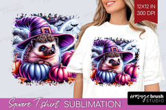 Hedgehog Halloween Square Tshirt Background Cute Animal PNG Product Image 1