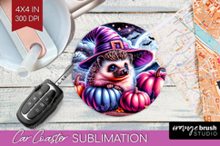 Hedgehog Halloween Car Coaster Cute Animal Coaster PNG Product Image 1