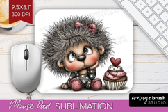 Hedgehog Valentine Mouse Pad Sublimation Whimsical Animal Product Image 1