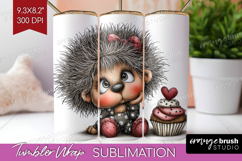 Hedgehog Valentine Tumbler Wrap Whimsical Animal Tumbler PNG Product Image 1