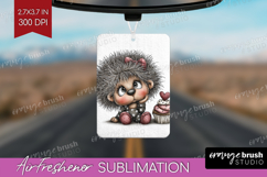 Hedgehog Valentine Air Freshener PNG Whimsical Animal PNG Product Image 1