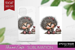 Hedgehog Valentine Phone Case PNG Whimsical Animal Case PNG Product Image 1