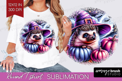 Hedgehog Halloween Round Tshirt Background Cute Animal PNG Product Image 1