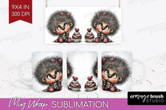 Hedgehog Valentine Mug Wrap Whimsical Animal Mug PNG Product Image 1