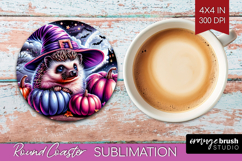 Hedgehog Halloween Round Coaster Cute Animal Coaster PNG Product Image 1