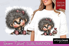 Hedgehog Valentine Square Tshirt Background Whimsical Animal Product Image 1