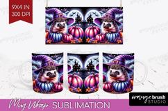 Hedgehog Halloween Mug Wrap Cute Animal Mug PNG Sublimation Product Image 1