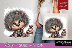 Hedgehog Valentine Tote Bag Whimsical Animal Tote Bag PNG Product Image 1