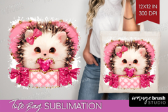 Hedgehog Valentine Tote Bag Cute Valentines Day Tote Bag PNG Product Image 1
