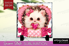 Hedgehog Valentine Slate PNG Cute Valentines Day Square Product Image 1