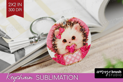 Hedgehog Valentine Keychain PNG Cute Valentines Day Keychain Product Image 1