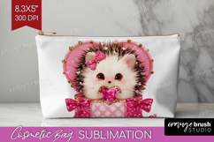 Hedgehog Valentine Cosmetic Bag Cute Valentines Day Makeup Product Image 1