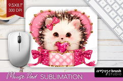 Hedgehog Valentine Mouse Pad Sublimation Cute Valentines Day Product Image 1