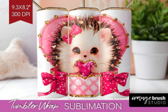 Hedgehog Valentine Tumbler Wrap Cute Valentines Day Tumbler Product Image 1