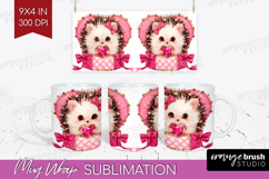 Hedgehog Valentine Mug Wrap Cute Valentines Day Mug PNG Product Image 1