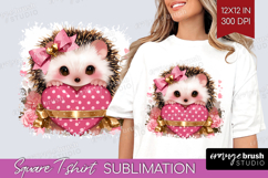 Hedgehog Valentine Square Tshirt Background Cute Valentines Product Image 1