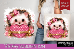 Hedgehog Valentine Tote Bag Cute Valentines Day Tote Bag PNG Product Image 1