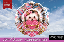 Hedgehog Valentine Wind Spinner Sublimation PNG Cute Day Product Image 1
