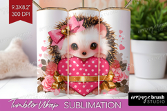 Hedgehog Valentine Tumbler Wrap Cute Valentines Day Tumbler Product Image 1