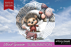 Hedgehog Valentine Wind Spinner Sublimation PNG Whimsical Product Image 1