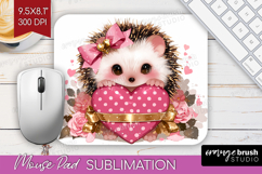 Hedgehog Valentine Mouse Pad Sublimation Cute Valentines Day Product Image 1