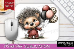 Hedgehog Valentine Mouse Pad Sublimation Whimsical Animal Product Image 1