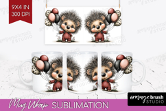 Hedgehog Valentine Mug Wrap Whimsical Animal Mug PNG Product Image 1