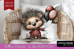 Hedgehog Valentine Pillow Sublimation Whimsical Animal Cover Product Image 1
