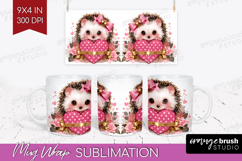 Hedgehog Valentine Mug Wrap Cute Valentines Day Mug PNG Product Image 1