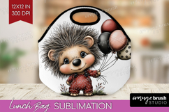 Hedgehog Valentine Lunch Bag Whimsical Animal Lunch Bug PNG Product Image 1