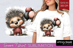 Hedgehog Valentine Square Tshirt Background Whimsical Animal Product Image 1