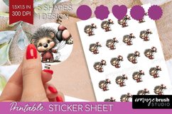 Hedgehog Valentine Round Sticker Whimsical Animal Printable Product Image 1