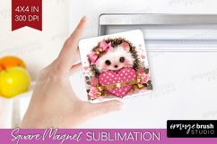 Hedgehog Valentine Magnet Sublimation Cute Valentines Day Product Image 1