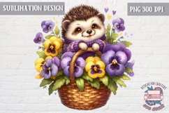 Spring animal Hedgehog in garden Sublimation Multicolored Product Image 1