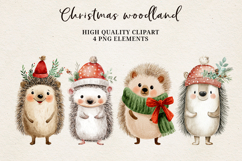 Christmas Woodland Hedgehogs | Cute Winter Hedgehog Clipart Product Image 1