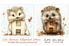Cute Hedgehog, Animal Alphabet Letters, ABC Printable cards Product Image 1