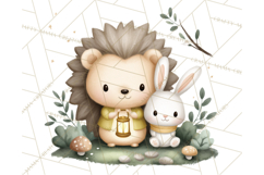 Hedgehog &amp; Friends PNG, Cute Woodland Animals Clipart Product Image 3