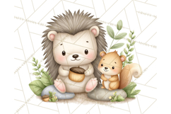 Hedgehog &amp; Friends PNG, Cute Woodland Animals Clipart Product Image 2
