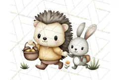 Hedgehog & Friends PNG, Cute Woodland Animals Clipart Product Image 3