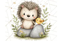 Hedgehog & Friends PNG, Cute Woodland Animals Clipart Product Image 4