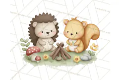 Hedgehog & Friends PNG, Cute Woodland Animals Clipart Product Image 5