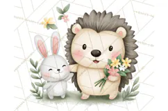 Hedgehog & Friends PNG, Cute Woodland Animals Clipart Product Image 2